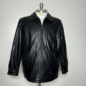 St‎ Johns Bay Leather Jacket Coat XL Mens Solid Black